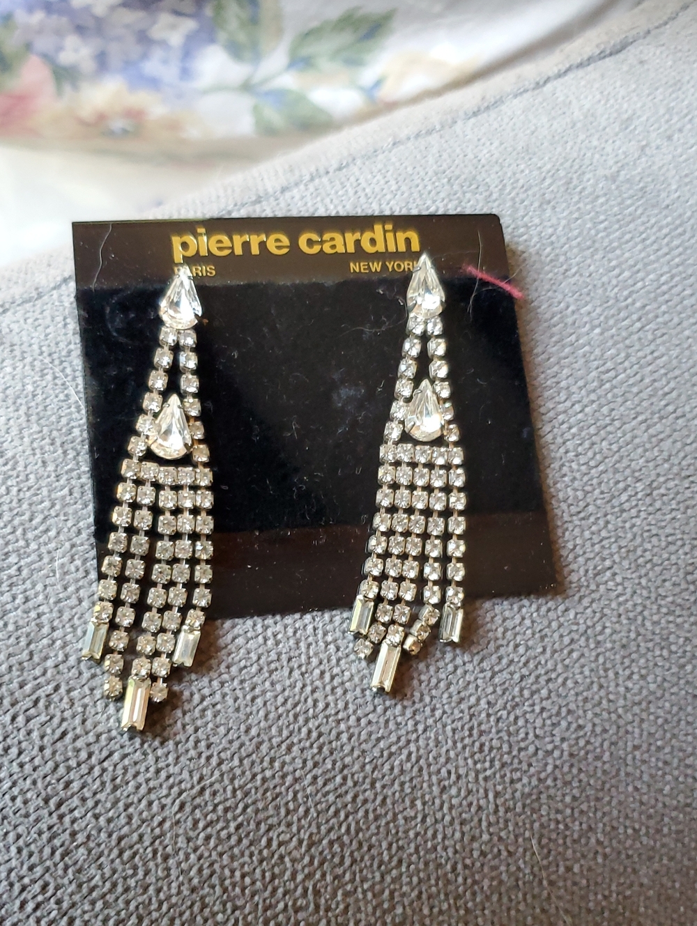 Pierre Cardin Silver Crystal Tassel Drop Earrings